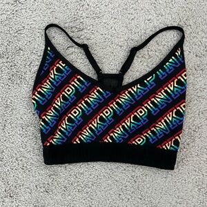 EUC PINK Victoria's Secret Black and Multicolor Sports Bra Small DD